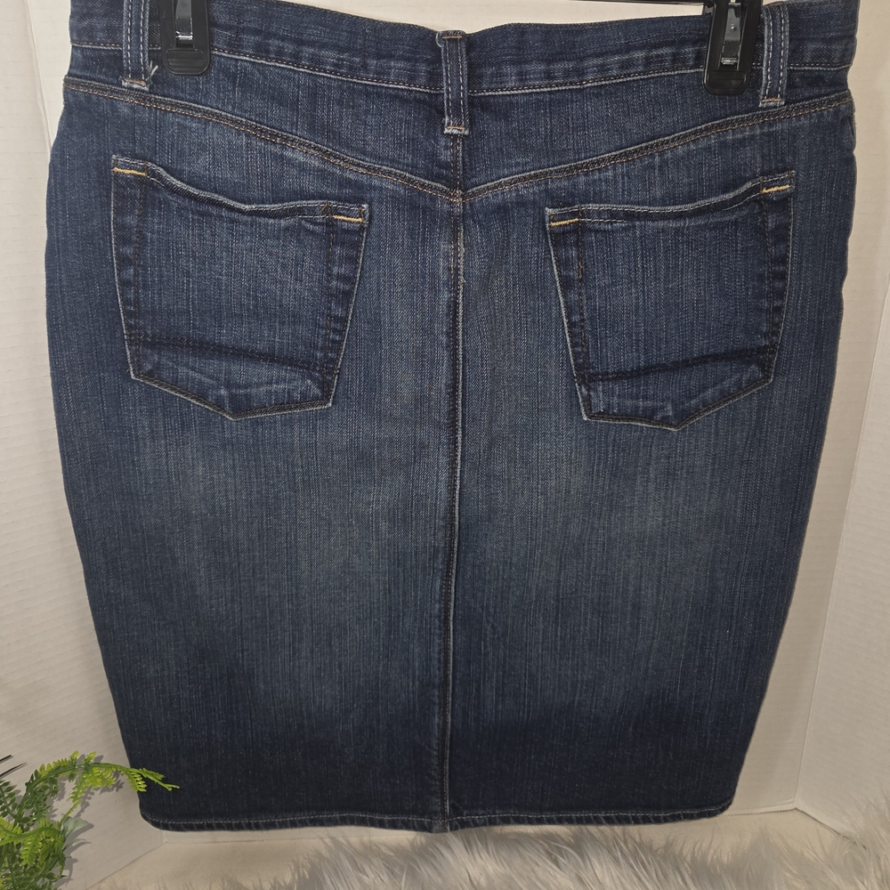 Y2K VTG Ralph Lauren Polo Jeans Co. Dark Blue Denim Skirt, Size 10 - Picture 2 of 7